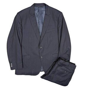 S. Cohen Suit 2pc Striped REDA 130s Wool Italy Navy Blue 46R 40x31